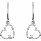 14K White .03 CTW Natural Diamond Heart Earrings