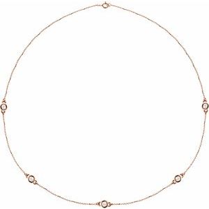 14K Rose 1 CTW Natural Diamond 5-Station 18" Necklace