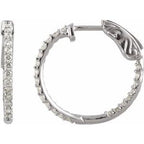 Sterling Silver Imitation White Cubic Zirconia Inside-Outside 19 mm Hinged Hoop Earrings