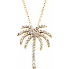 14K Yellow 1/4 CTW Natural Diamond Palm Tree 16" Necklace
