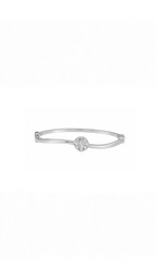 14K White Gold 1 CTW Natural Diamond Cluster Bangle Bracelet