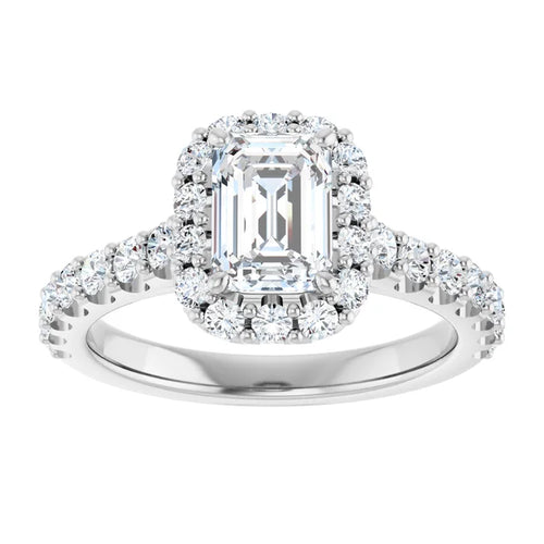 14K White Gold 7x5 mm Emerald Engagement Ring