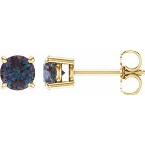 14K Yellow 5 mm Lab-Grown Alexandrite Stud Earrings