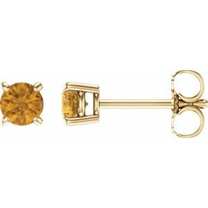 14K Yellow 4 mm Natural Citrine Stud Earrings