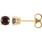 14K Yellow 4 mm Natural Smoky Quartz Stud Earrings