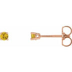14K Rose 2.5 mm Natural Yellow Sapphire Stud Earrings