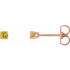 14K Rose 2.5 mm Natural Yellow Sapphire Stud Earrings