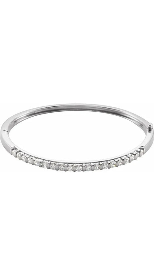 14K White Gold 2.7 mm Round Hinged Bangle Bracelet