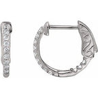 Sterling Silver Imitation White Cubic Zirconia Inside-Outside 14.5 mm Hinged Hoop Earrings