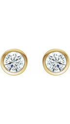 14K Yellow 1 CTW Natural Diamond Bezel-Set Earrings