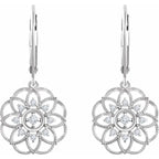 14K White 1/5 CTW Natural Diamond Granulated Filigree Earrings