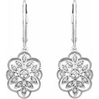 14K White 1/6 CTW Natural Diamond Granulated Filigree Earrings