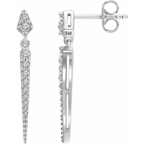 14K White 1/4 CTW Natural Diamond Spike Earrings