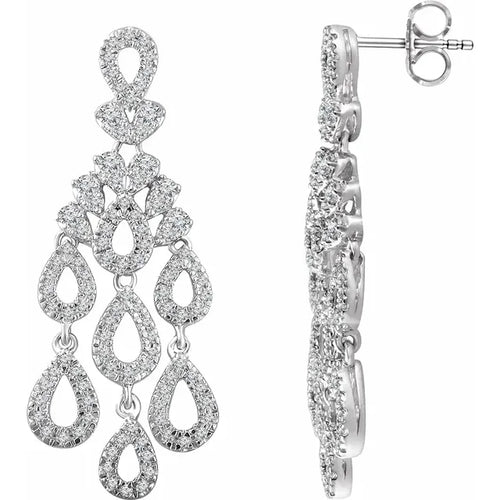 14K White 7/8 CTW Natural Diamond Chandelier Earrings