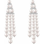 14K White Cultured White Freshwater Pearl & 1/4 CTW Natural Diamond Earrings