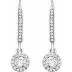 14K White 5/8 CTW Natural Diamond Halo-Style Lever Back Earrings