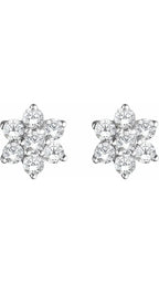 14K White 3/8 CTW Natural Diamond Flower Earrings
