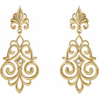 14K Yellow .06 CTW Natural Diamond Fleur-de-Lis Earrings