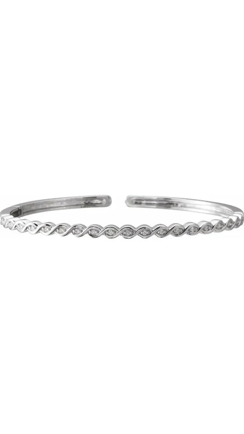 14K White Gold 1/6 CTW Natural Diamond Stackable Bangle Bracelet