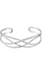 14K White Gold 3/4 CTW Natural Diamond Criss-Cross Cuff Bracelet