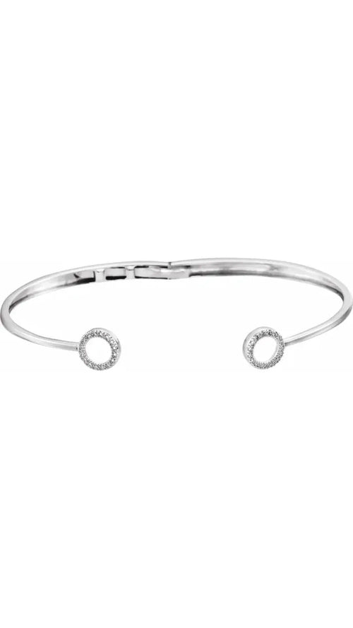 14K White 1/6 CTW Natural Diamond Circle Hinged Cuff Bracelet