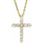 14K Yellow 1/4 CTW Lab-Grown Diamond Cross 16-18" Necklace
