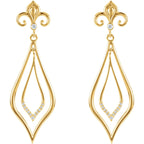 14K Yellow 1/10 CTW Natural Diamond Fleur-de-Lis Earrings