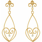14K Yellow 1/10 CTW Natural Diamond Fleur-de-lis Earrings