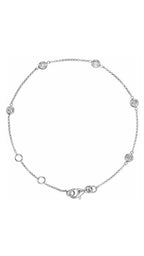 14K White 1/4 CTW Natural Diamond Bezel-Set 5-Station Bracelet