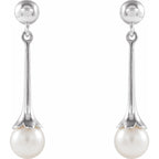 14K White Cultured White Freshwater Pearl Earrings