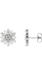 14K White Gold 1 CTW Natural Diamond Flower Stud Earrings