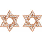 14K Rose 1/8 CTW Natural Diamond Star of David Earrings