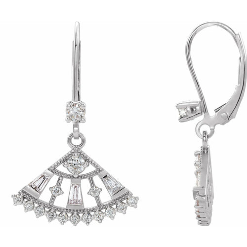 14K White 3/4 CTW Natural Diamond Fan Earrings