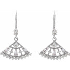 14K White 3/4 CTW Natural Diamond Fan Earrings