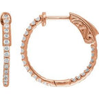 14K Rose 1/2 CTW Lab-Grown Diamond Inside-Outside 19 mm Hinged Hoop Earrings