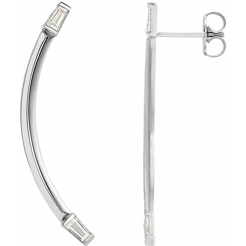 14K White 1/4 CTW Natural Diamond Curved Bar Earrings