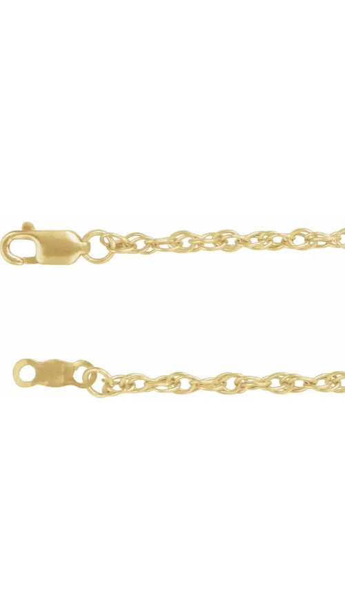 18K Yellow 2 mm Rope 18" Chain