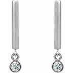 14K White 1/8 CTW Natural Diamond Bar Earrings