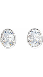 14K White 1/3 CTW Natural Diamond Bezel-Set Earrings
