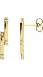 14K Yellow 1/10 CTW Natural Diamond Bar Earrings