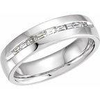 14K White 6 mm 3/8 CTW Natural Diamond Channel-Set Band Size 11