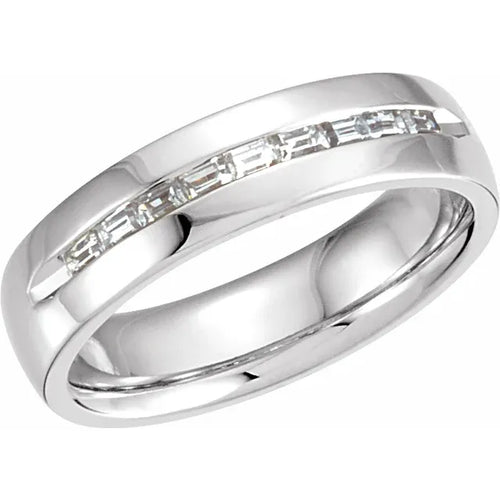 14K White 6 mm 3/8 CTW Natural Diamond Channel-Set Band Size 11