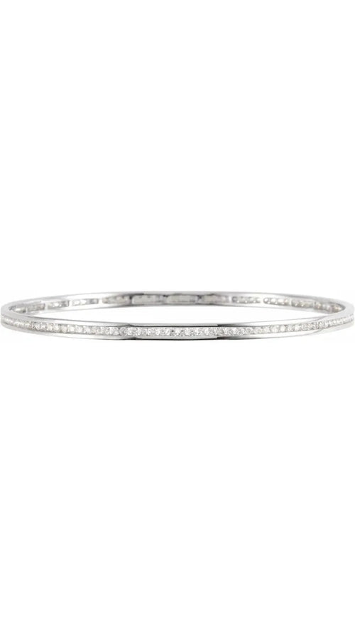 14K White Gold 1/4 CTW Natural Diamond Stackable Bangle Bracelet