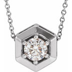 14K White Gold 1/2 CT Natural Diamond Geometric Necklace