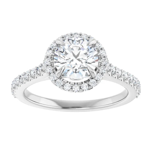 14K White Gold 6.5 mm Round Engagement Ring