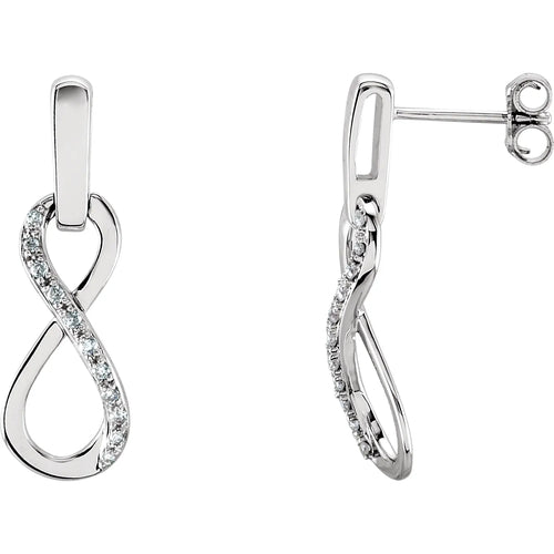 14K White 1/10 CTW Natural Diamond Infinity-Inspired Earrings