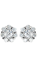 14K White 5/8 CTW Natural Diamond Cluster Earrings