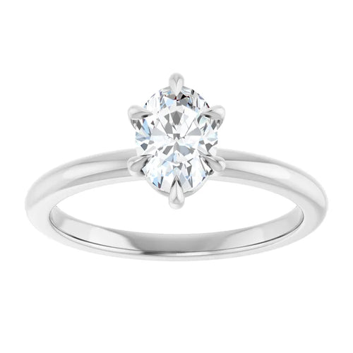 14K White Gold 7x5 mm Oval Solitaire Engagement Ring