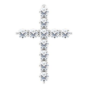 14K White 1/4 CTW Natural Diamond Cross Pendant