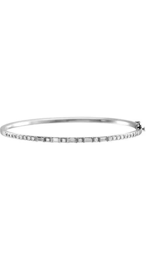 14K White Gold 1 CTW Natural Diamond Bangle Bracelet